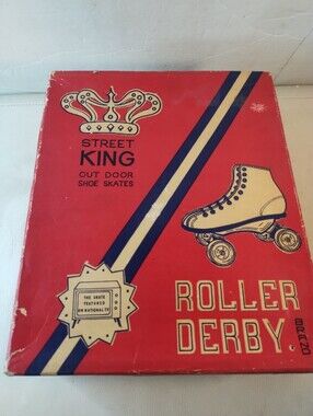 VTG. '68 ROLLER DERBY STREET KING OUTDOOR STEEL WHEELS SKATE SHOES SIZE 7 WHITE